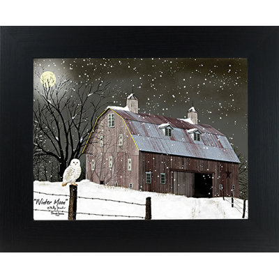 Hiver, lune, hibou, grange, Billy Jacobs, art