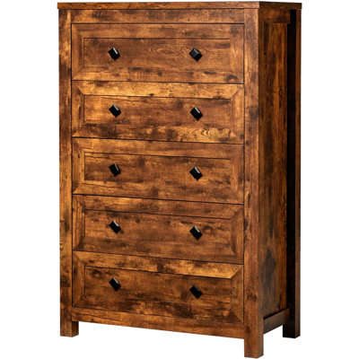 Devion Farmhouse Tall Chest of 5 Drawers Dresser