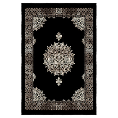 Stylish Woven Carpet, 5.2 x 7.5 Feet | 100% Polyester, 0.3 in Pile Height, Antibacterial, Non-Slip PVC Dot Underside | Machine Washable, 3D Digital Print | Perfect for Living Room, Bedroom & Home Décor