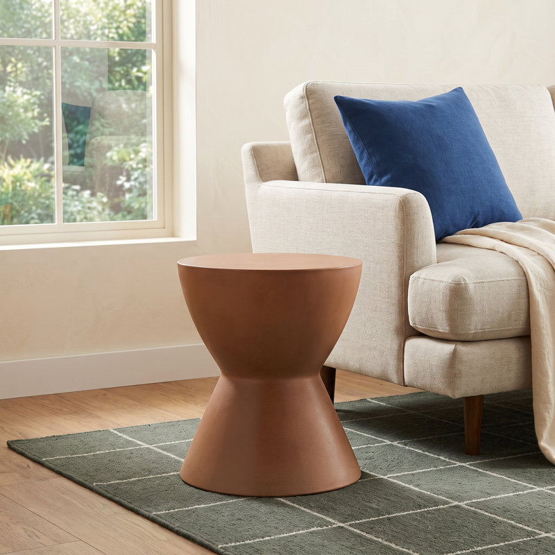 Neil Reinforced Concrete Accent Stool, Terracotta