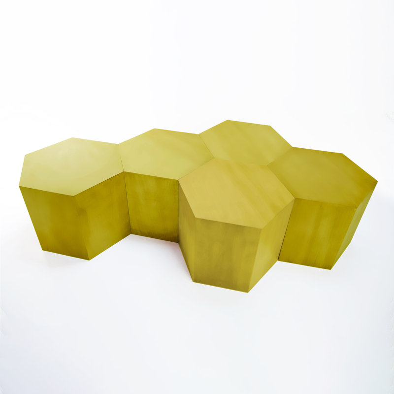 Coffee Table, 16" H x 20" L x 17.3" W, Brass