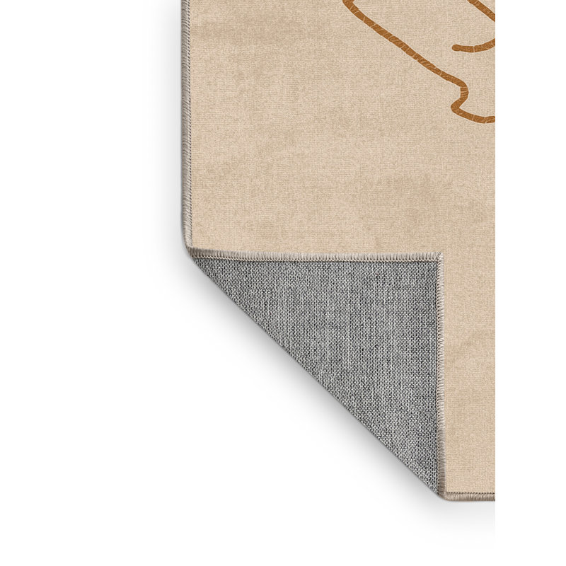 Tapis abstrait moderne et contemporain Morgian Thanksgiving lavable à la machine - reliure beige, 8 x 12