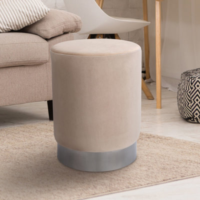 Tabouret de pieds rond en velours 13,75 po BirdRock Home, taupe