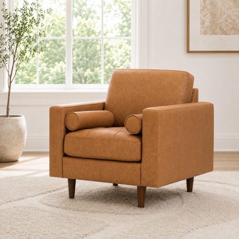 Fessler 34.7" Wide Genuine Leather Armchair