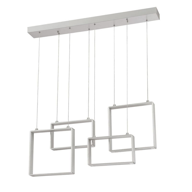 Luminaire suspendu 4 lumières DEL Zackrey, Argent