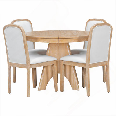 Ensemble de table de salle à manger extensible 5 pièces, table à abattants cachée et 4 chaises rembourrées
