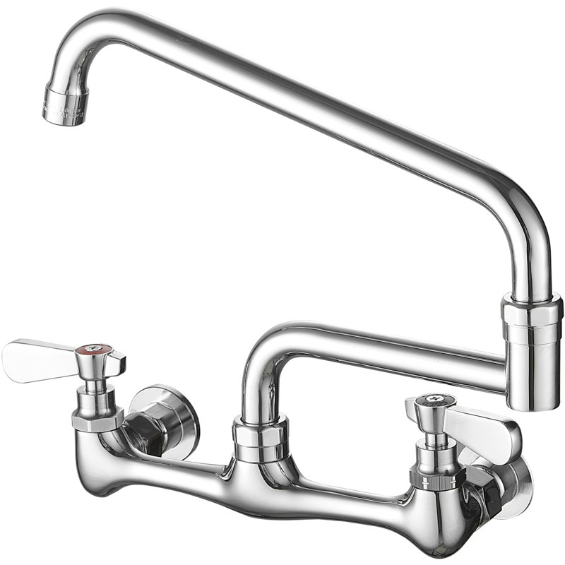 Robinet de lavabo commercial à 2 poignées à 2 poignées avec bec pivotant de 18 po et robinet mural central de 8 po