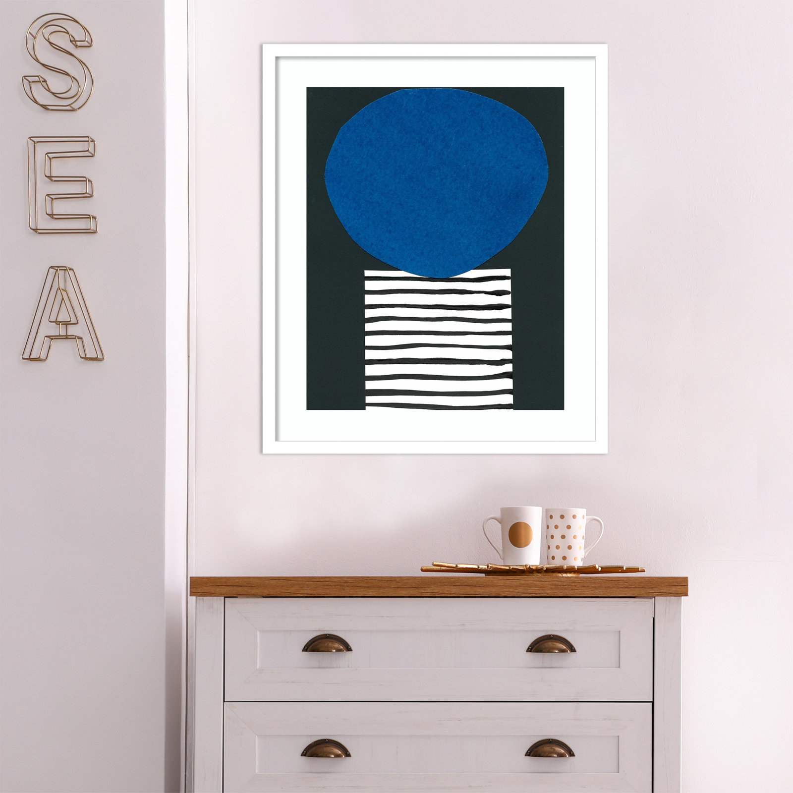 Zaley "Memphis in Blue V" Print, Black, 25" H x 21" W x 1" D