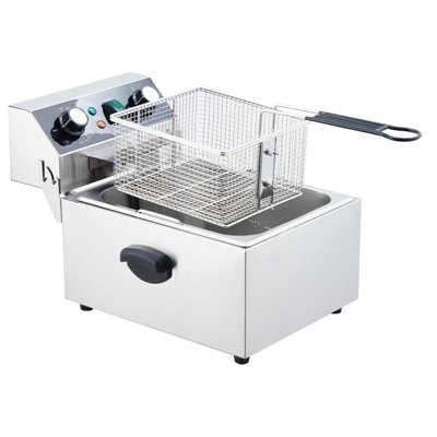 Versatile 1800W Electric Deep Fryer - 10L Stainless Steel Commercial Countertop Oil Fryer, Single Tank, Removable Basket, Adjustable Temperature & 60-Min Timer, 120V for Home or Restaurant