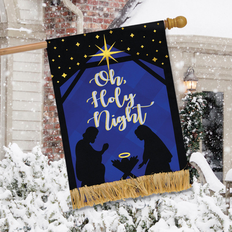 Drapeau de la crèche de Noël Nativité, Bleu marine / noir / blanc