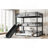 Full Over Full Over Full Bunk Bed With Slide, Metal Triple Bunk Bed With Safety Guardrails, Heavy-Duty Bunk Bed With Noise-Reduced Design, Black-1573304399
