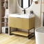 Meuble-lavabo autoportant en contreplaqué rayé pré-assemblé avec lavabo, tiroir et tablette ouverte-828234628-828234633-828234630