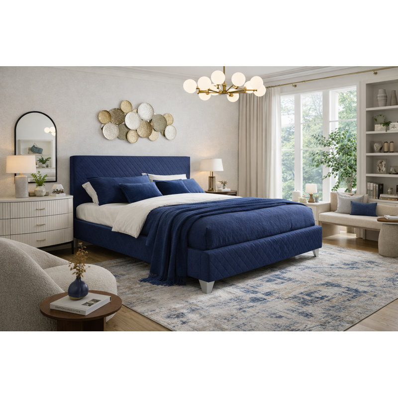 Bryanna Upholstered Bed, Kingsize (5'), Blue