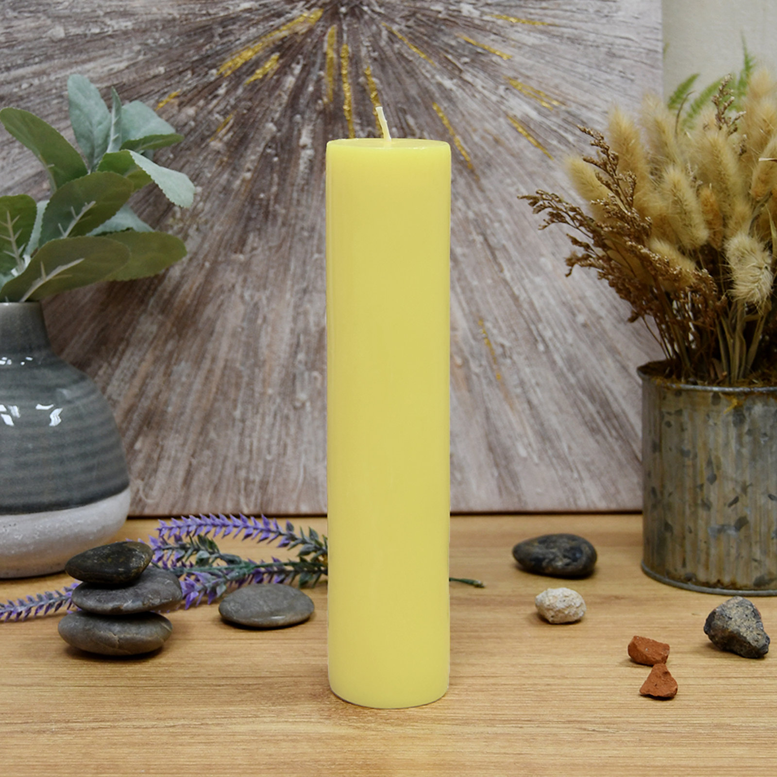 Oliva Unscented Pillar Candle, 1, Ivory, 9" H x 2" W x 2" D