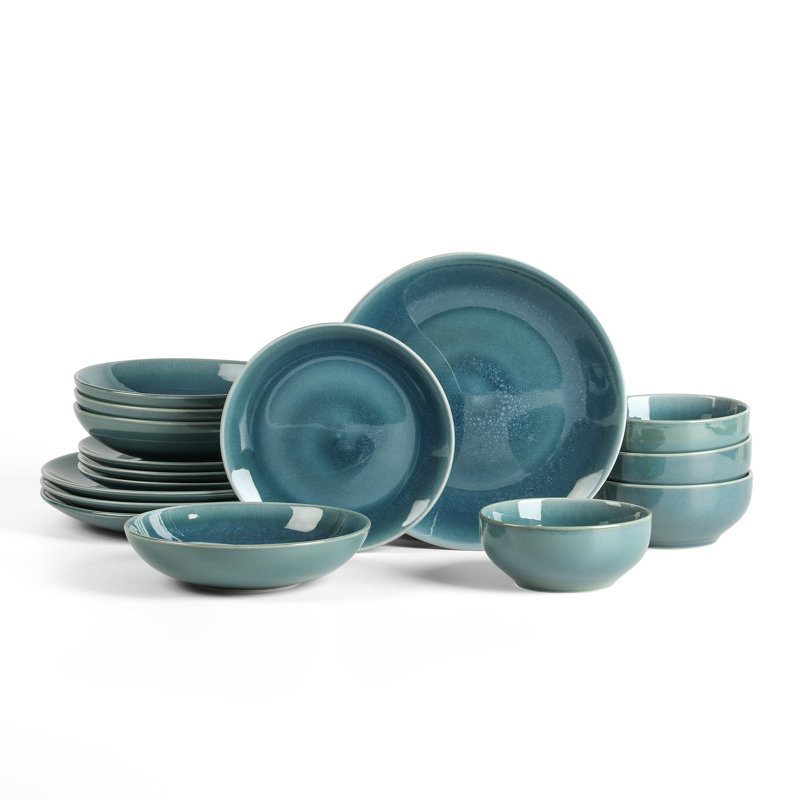 Stone Lain Riley 16-Piece Dinnerware Set Stoneware, Blue