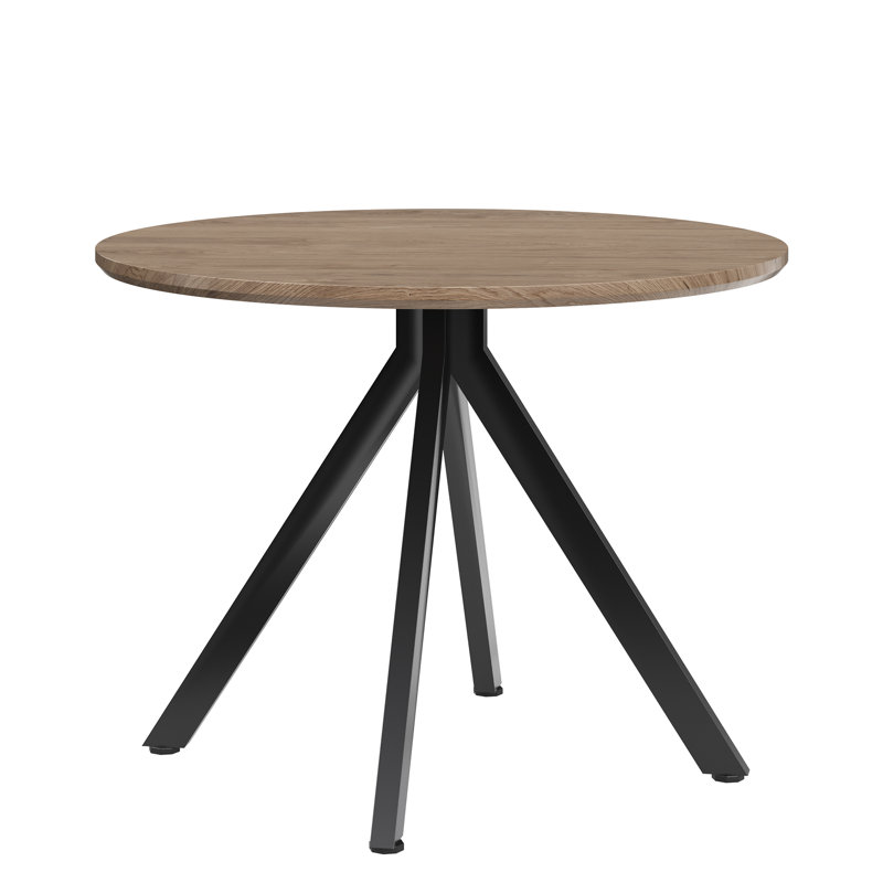 Whole Board Round Dining Table, 75cm H x 100cm L x 100cm W, Natural/Black