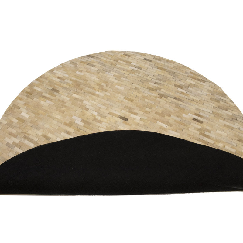 Tapis beige moderne en similicuir 6X6, Rond 6 pi