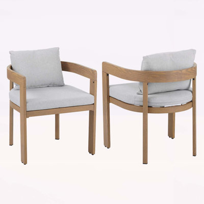 Outdoor Aluminum Dining Chairs with Comfortable Cushions,Set of 2