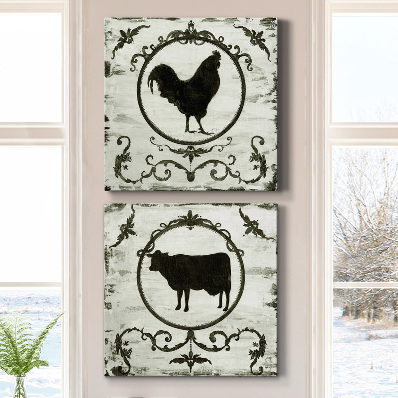 " Berkshire Rooster " 2 - Pieces, 24" H x 24" W x 1" D, Wrapped Canvas