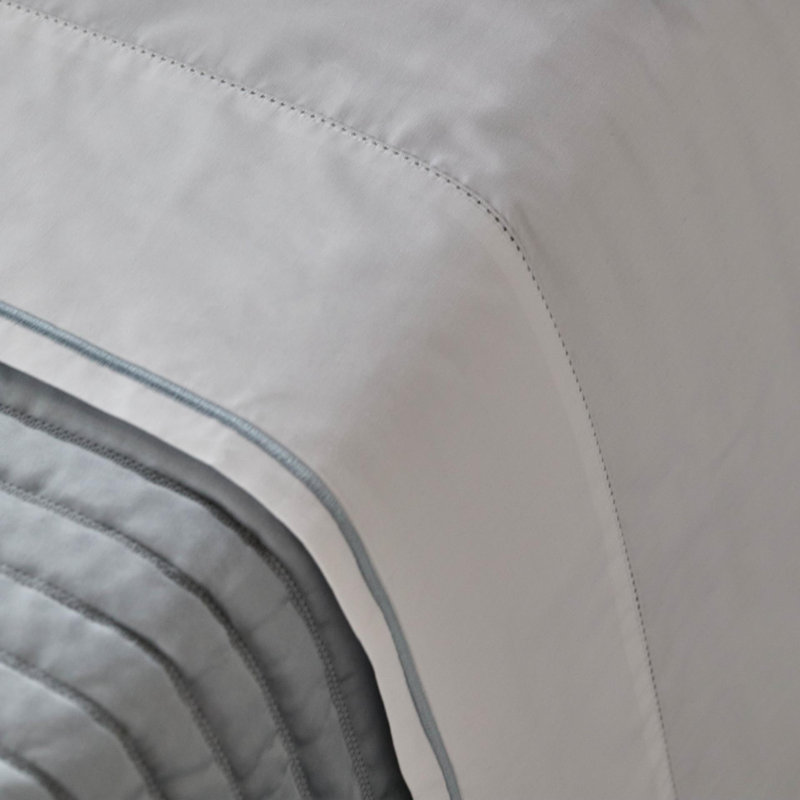 Sierra 100% Egyptian cotton percale sheet set, white-ocean blue, King