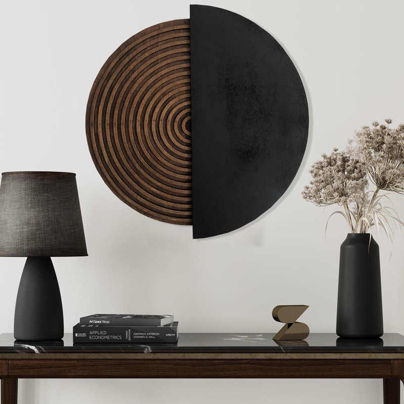 "Eclipse" Panneau mural décoratif en bois d'épinette bicolore - Accessoire mural décoratif