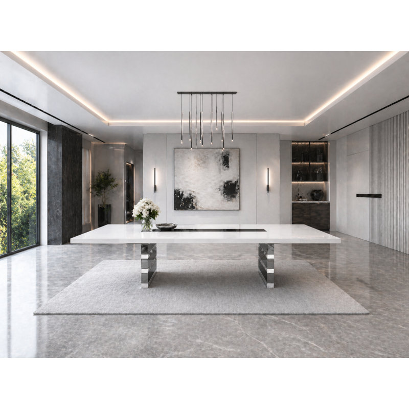 Mera White Lacquer Extendable Dining Table
