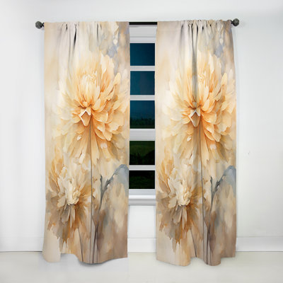 Peach Marigold Elegance Bouquet Still Life II - Marigold Floral Velvet Room Darkening Curtain - 1 Panels