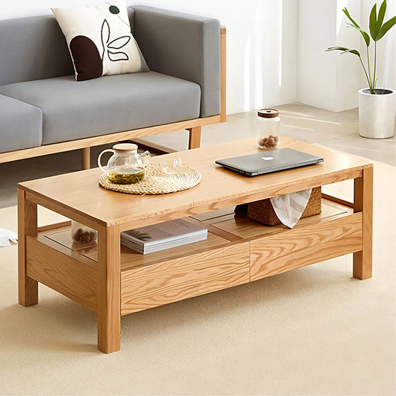 Burlywood Solid Wood Rectangular Coffee Table, 17.72" H x 41.34" L x 20.87" W