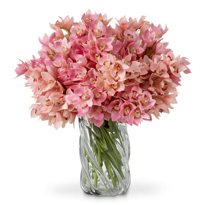Bouquet Of Cymbidium Orchids Pink And Peach Tones Real Touch 36 Pcs/2Varieties