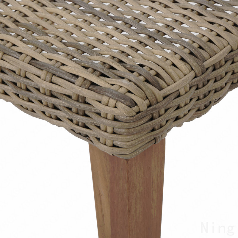 Repose-pieds en bois et osier