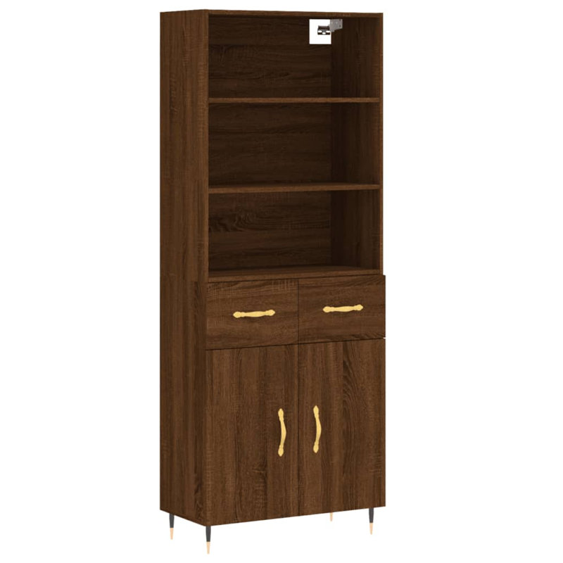 180cm H x 70cm W Standard Bookcase, Brown oak look