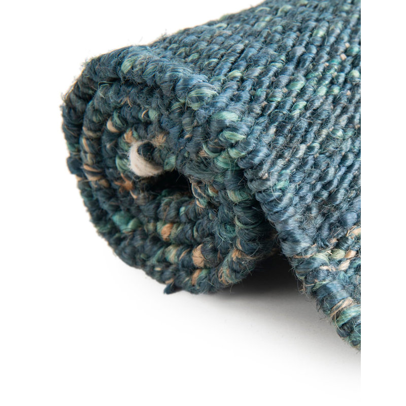 Tapis uni / rayé bleu océan Durah, Carré 4 pi 1 po