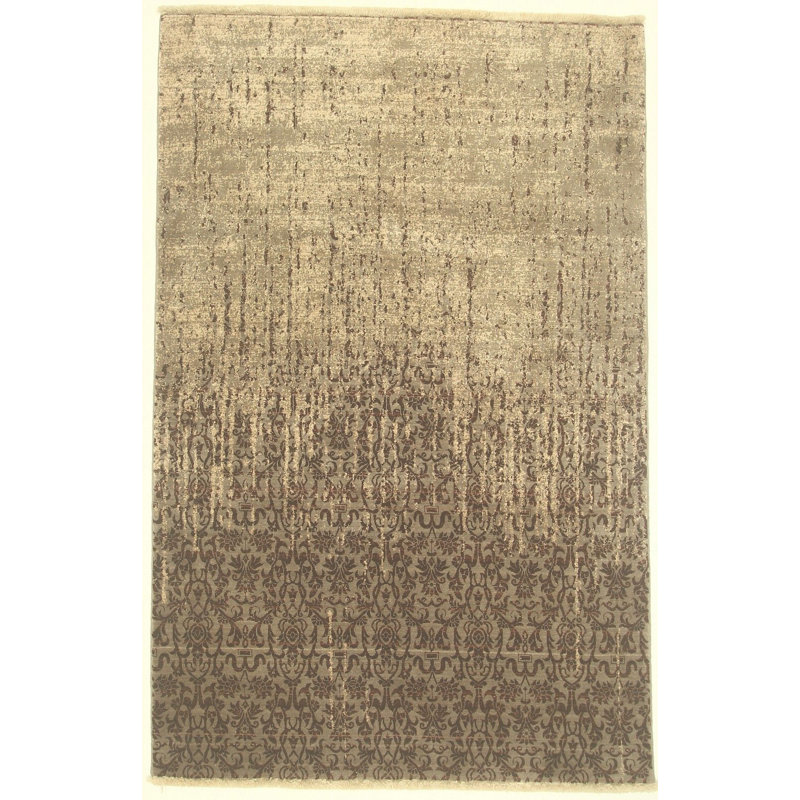 Handmade Cotton and Silk Abstract Area Rug