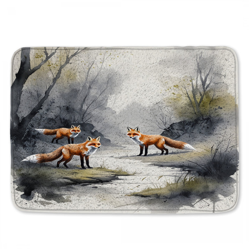 Tapis de bain Three Foxes In Forest, L 34 po x L 21 po