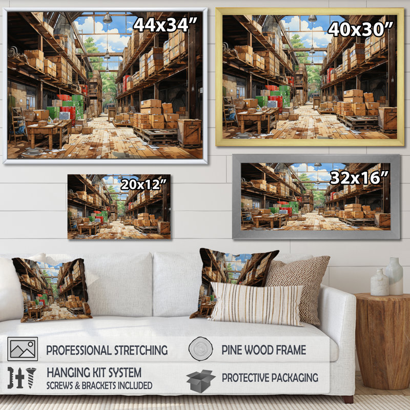 «Warehouse Hidden Treasures I», reproduction sur toile, Cadre simple noir, H 30 po x l 40 po x P 1,5 po