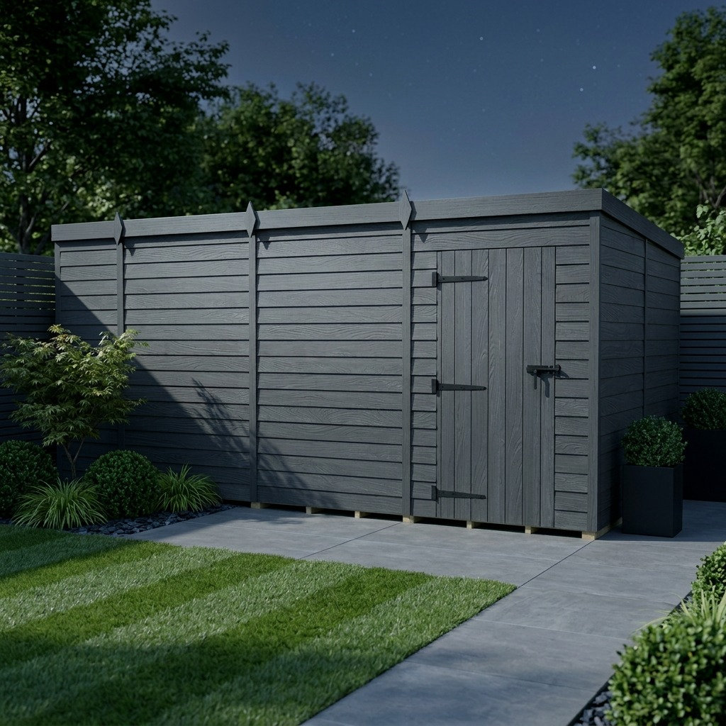 Total Sheds 15ft x 8ft Composite Pent Garden Shed - Single Door - No Windows - EPDM Rubber Roof - UK Manufactured