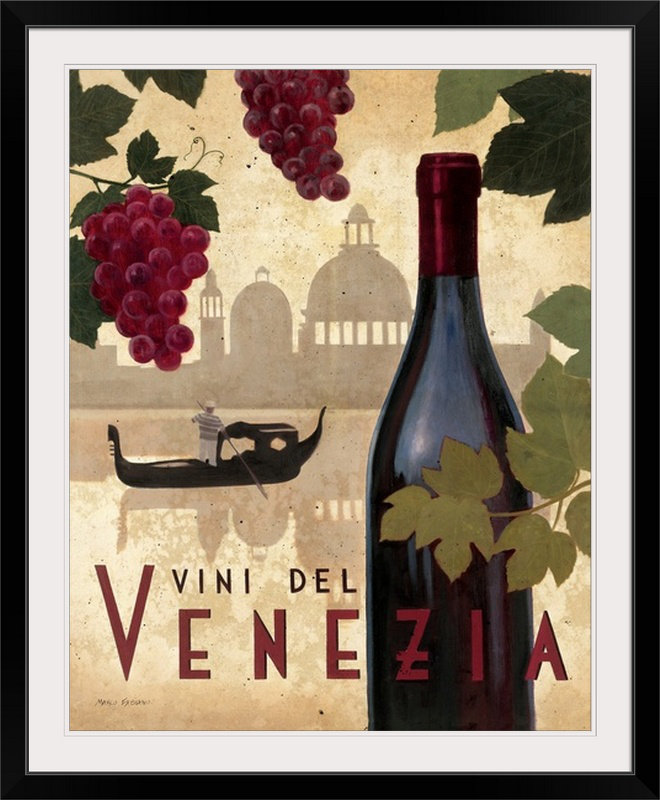 « ii » par marco fabiano, affiche rétro Wine Festival, H 23 po x l 20 po x P 1 po, Cadre noir