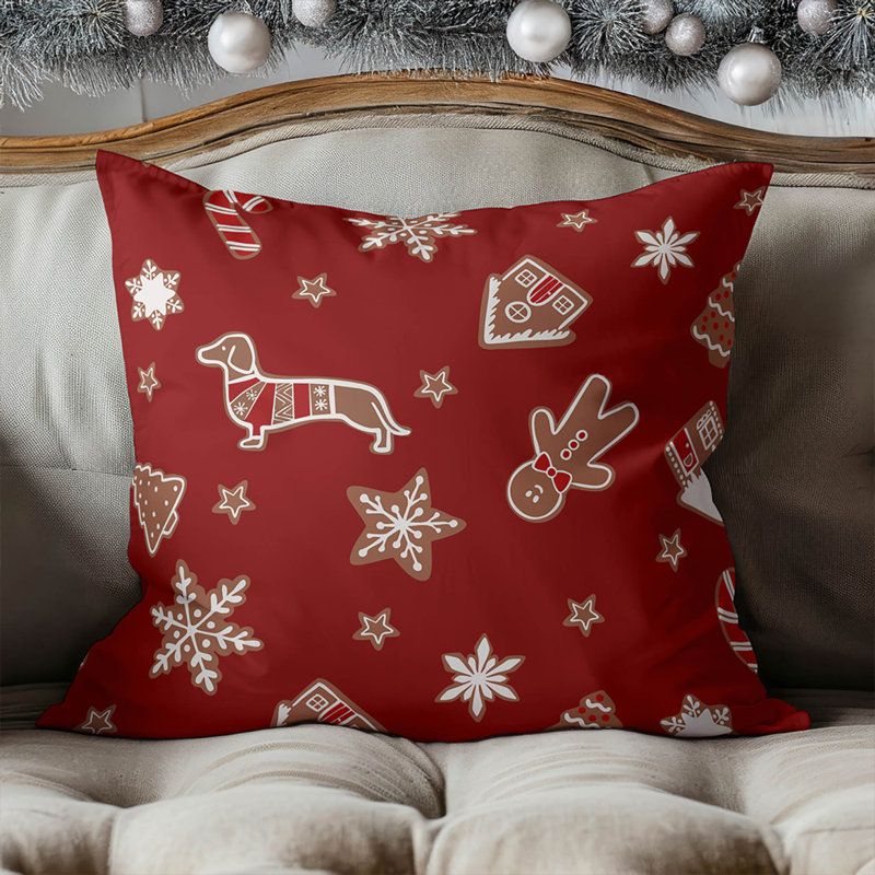 Coussin décoratif d'intérieur Ginger All The Way Seasonal, Rouge, Carré 18 po