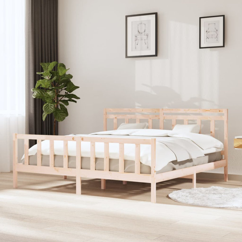 Bed Frame Solid Wood, Natural, 146 x 205.5 cm