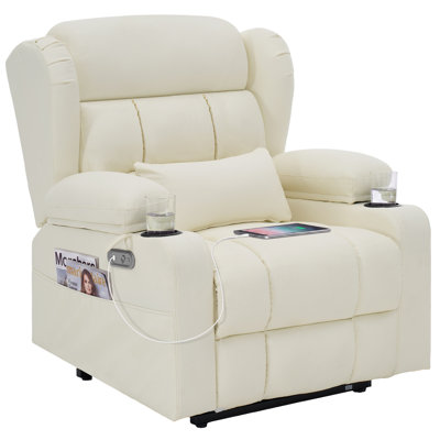 Power Rocker Recliner Chair, 3-Level Adjustable Rocking Motion, 8-Point Massage & Lumbar Heat, Armrests with Storage, Side Pockets, USB & Type-C Charging