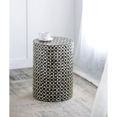 D14x20" Round Accent Capiz Stool