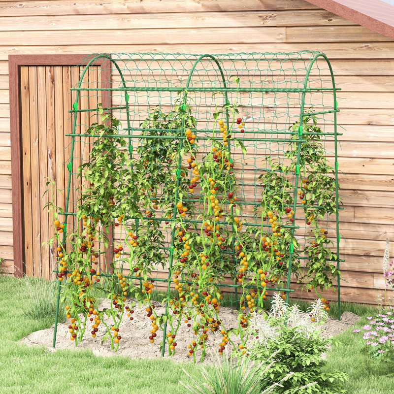 Treillis arqué de 6,8 pi pour plantes grimpantes, structure en acier enduit de plastique, filet, concombres parfaits, courgettes et vignes d'extérieur, légumes de soutien