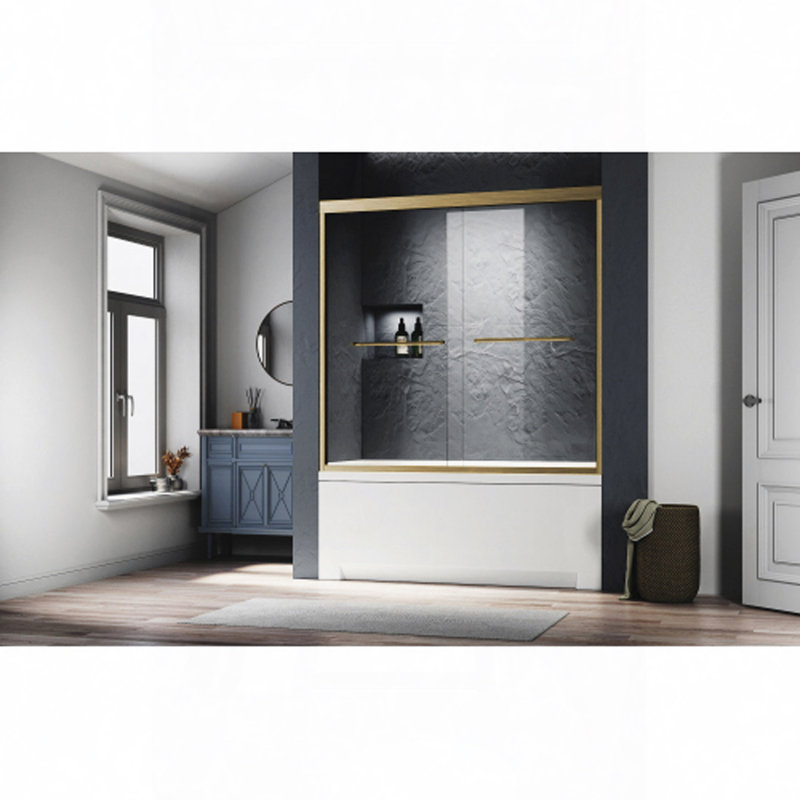 Sliding Glass Tub Door 56-60 In. W X 62 In. H, Semi Frameless Double Bathtub Door, Certified Thick Clear Clear Tempered Glass, 304 Stainless Steel Handles.