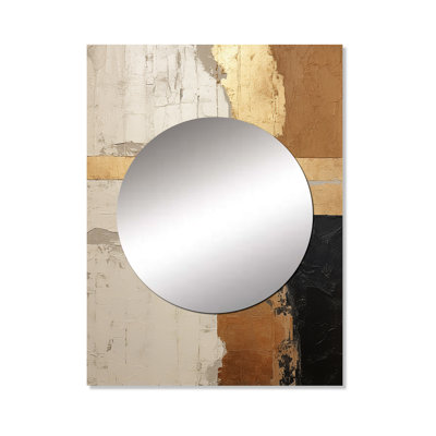 Selim Abstract Beige Gold Road Collage IV - Abstract Collages Unique Wall Mirror, Beige Mirror, Printed Metal Art