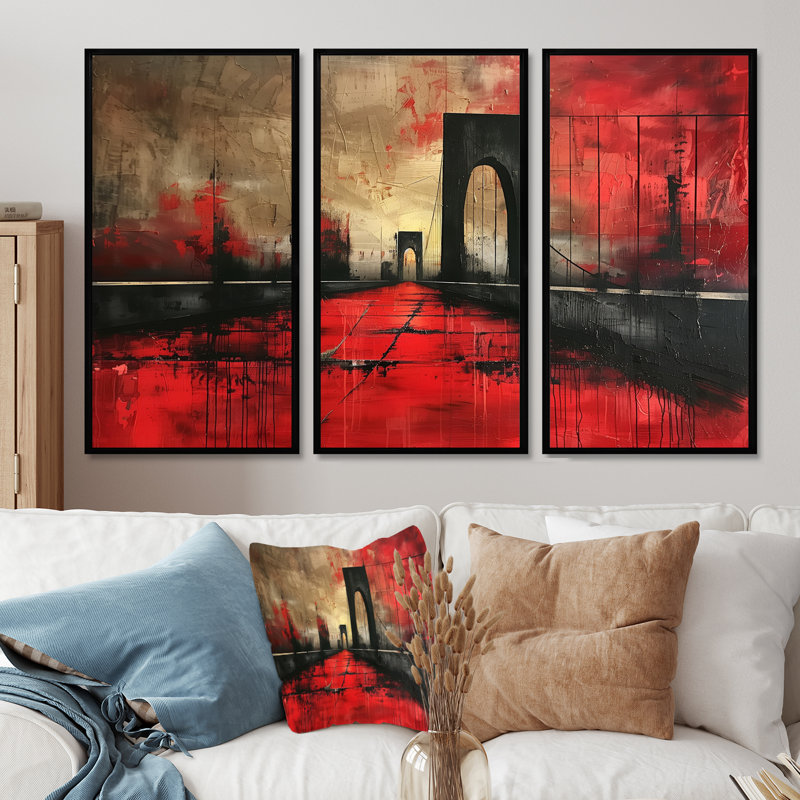 Ensemble de décoration murale noir et rouge, Cadre noir, H 40 po x l 60 po