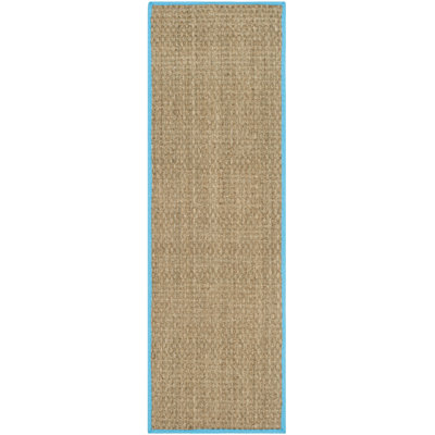 Natural Turquoise Bamboo Seagrass Rug