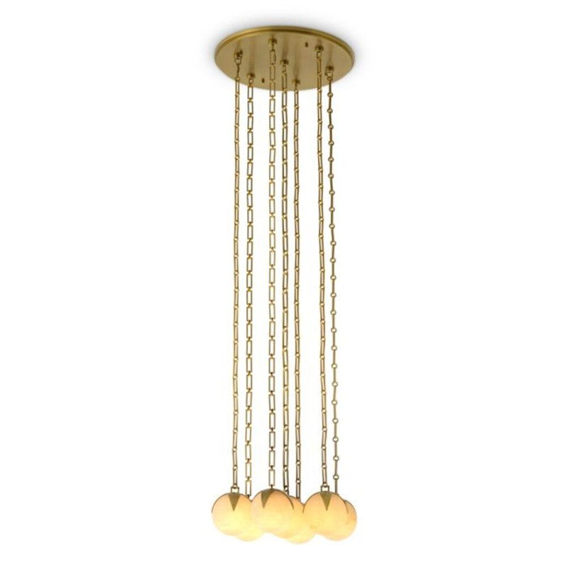 CDJ Chandelier Alesa antique brass finish alabaster, 86.62" H x 19.69" W x 19.69" D, 7