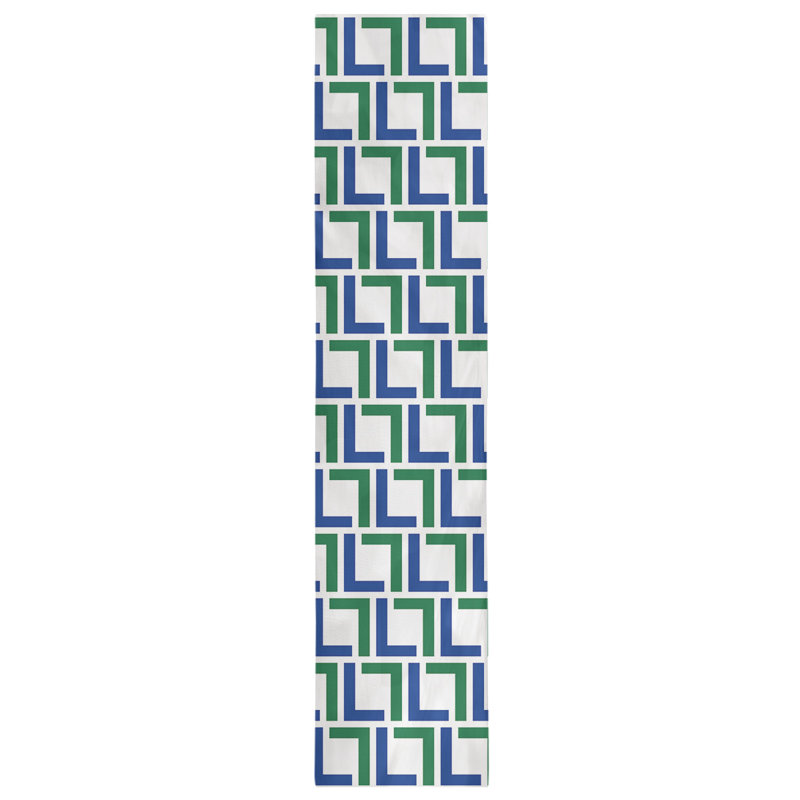 Chemin de table Seattle, 72 po x 16 po, Argent / Bleu / Blanc, polyester