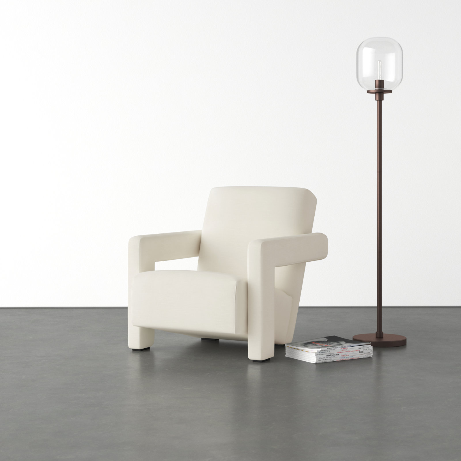 Olsen Pine Velvet Armchair, Ivory Velvet