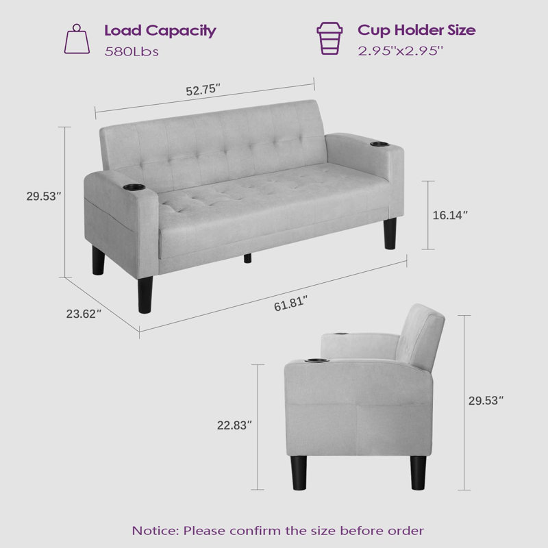 2 Seater Sofa, Light Gray